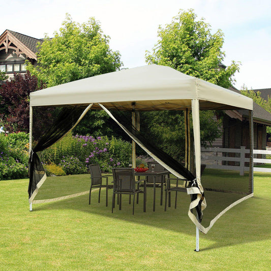 10'x10' Outdoor Canopy Tent - Portable Canopy Tent - Instant Canopy With Mosquito Net - Pop Up Canopy With Netting