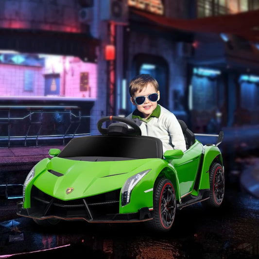 12V Electric Ride on Car with Butterfly Doors, 4.3Mph Kids Ride-on Toy for Boys and Girls with Remote Control, Bluetooth, Horn Honking, Music, Lights, Green Lamborghini