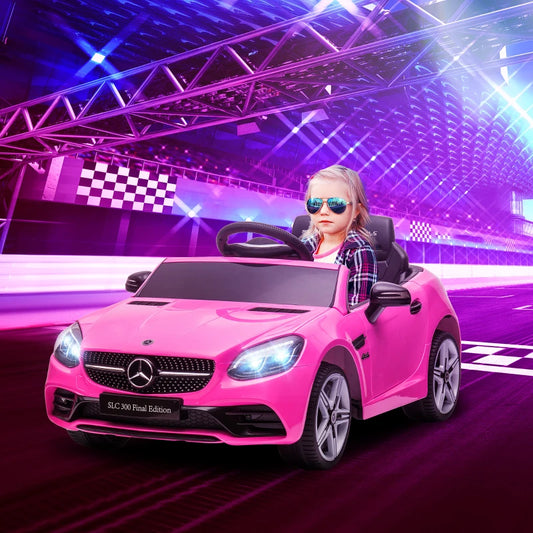 12V Ride On Car with Parent Remote Control Two Motors Music Lights Suspension Wheels for 3-6 Years Pink Mercedes