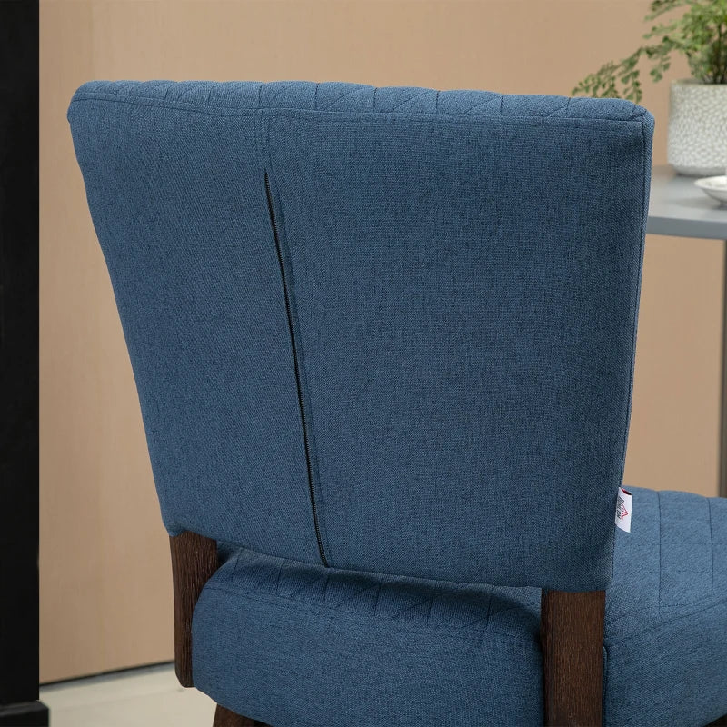 Swivel Bar Stool, Counter Height Barstool with Back, Rubber Wood Legs and Footrest, for Kitchen, Dining Room, Pub, Dark Blue