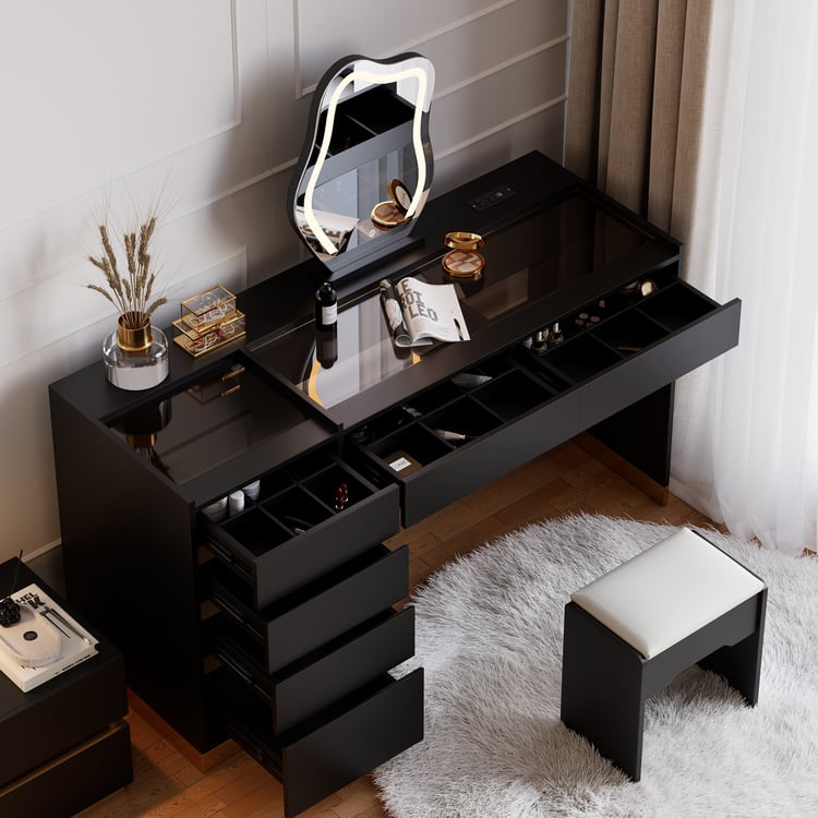 Vanity Dressing Desk, Bedroom Dressing Table with Lights in 3 Colors