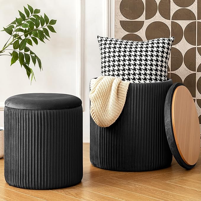 Velvet Ottoman with Storage, Vanity Chair