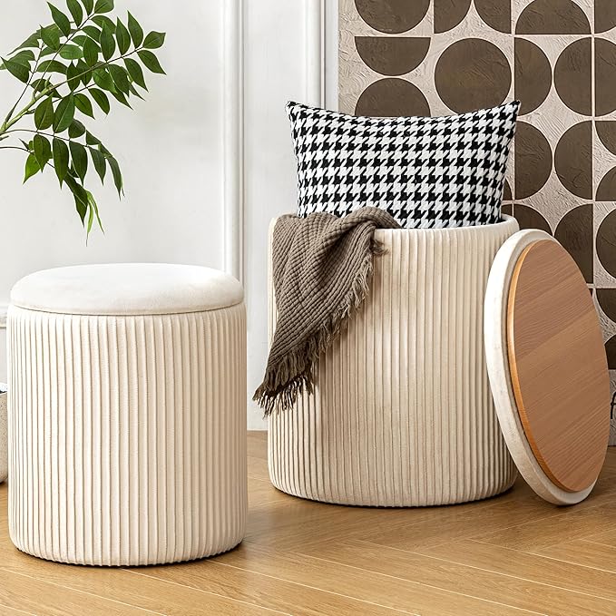 Velvet Ottoman with Storage, Vanity Chair