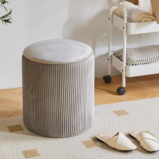 Velvet Ottoman with Storage, Vanity Chair