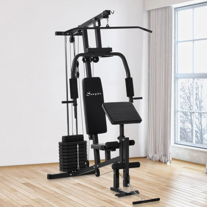 Multifunction Home Power Exercise Gym System Weight Training Exercise Workout Station Fitness Strength Machine for Whole Body Training Black 4.7