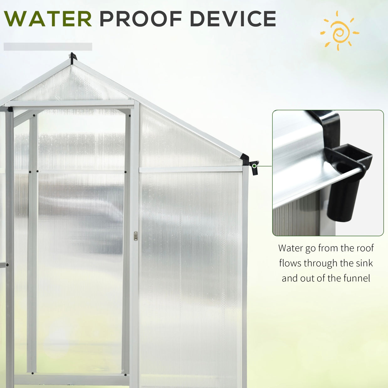 Greenhouse 10' x 6' x 6.4' Walk-in Garden Greenhouse Polycarbonate Panels Plants Flower Growth Shed Cold Frame Outdoor Portable