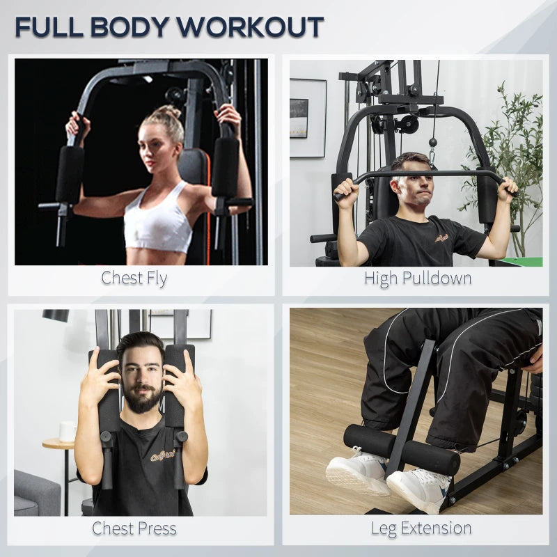 Multifunction Home Power Exercise Gym System Weight Training Exercise Workout Station Fitness Strength Machine for Whole Body Training Black 4.7