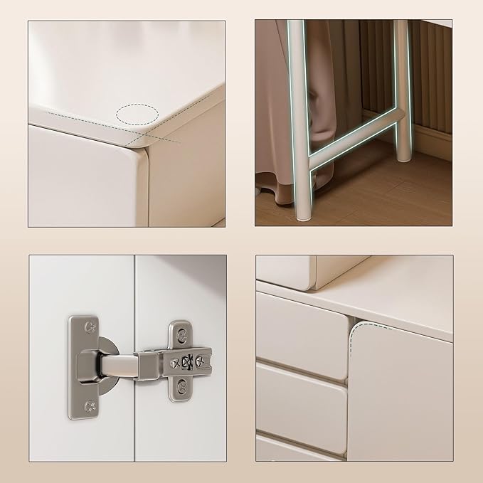 Vanity Dressing Desk, Bedroom Dressing Table with Lights in 3 Colors