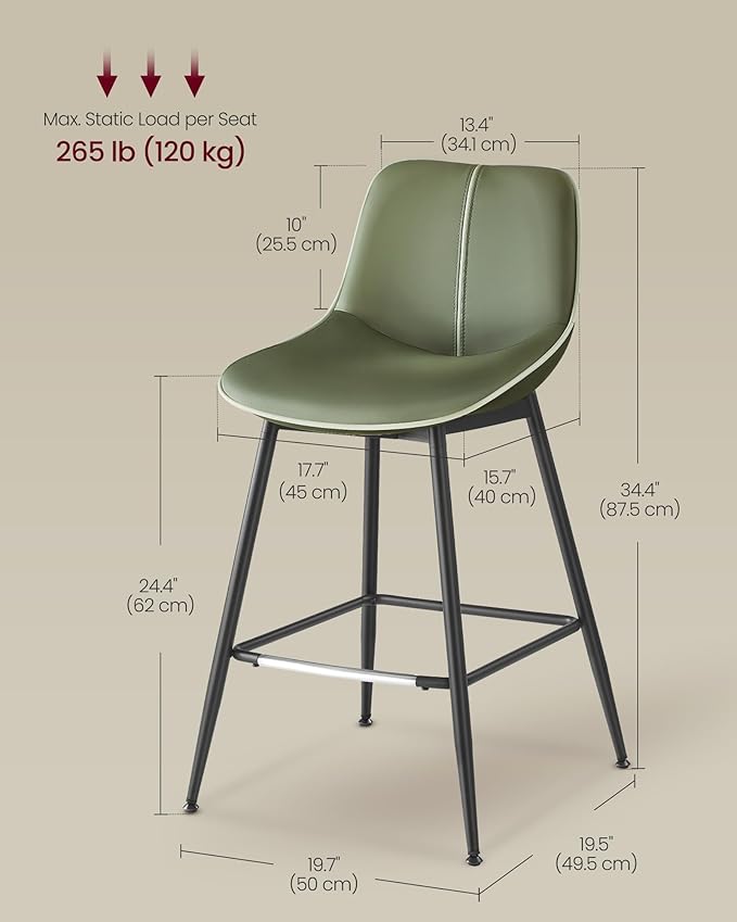 Set of 2 Counter Height Bar Stools
