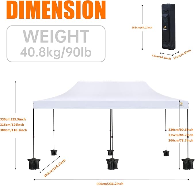 10 x 20 FT Outdoor Popup Party Tent