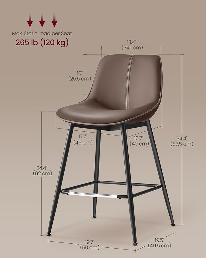 Set of 2 Counter Height Bar Stools
