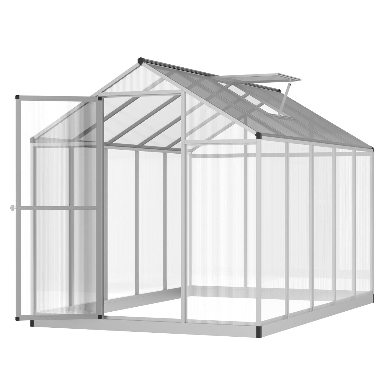 Greenhouse 10' x 6' x 6.4' Walk-in Garden Greenhouse Polycarbonate Panels Plants Flower Growth Shed Cold Frame Outdoor Portable