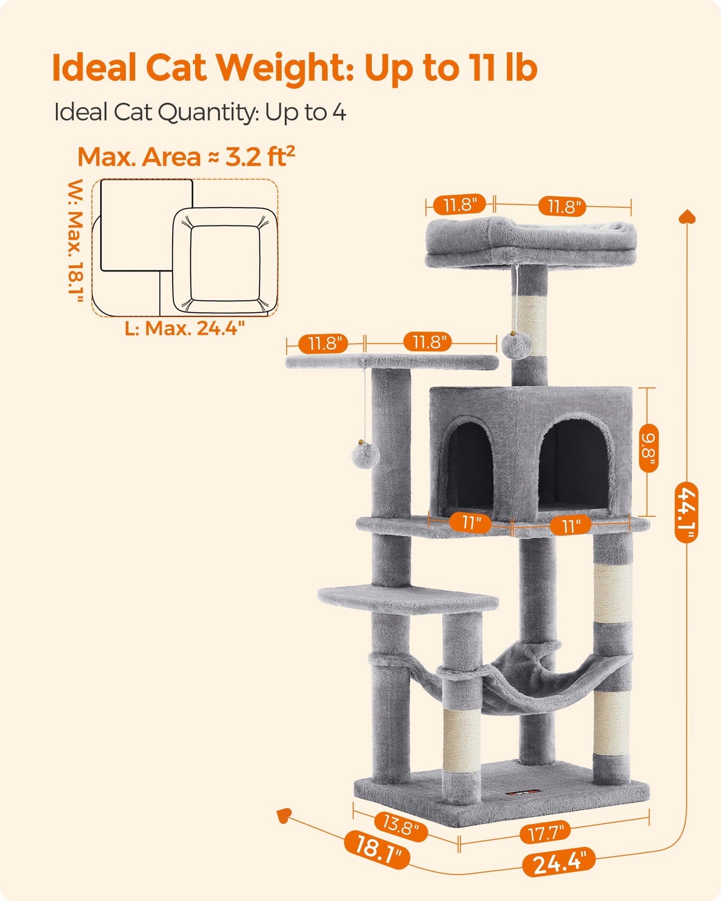 Cat Tree 2 Perches 2 Caves