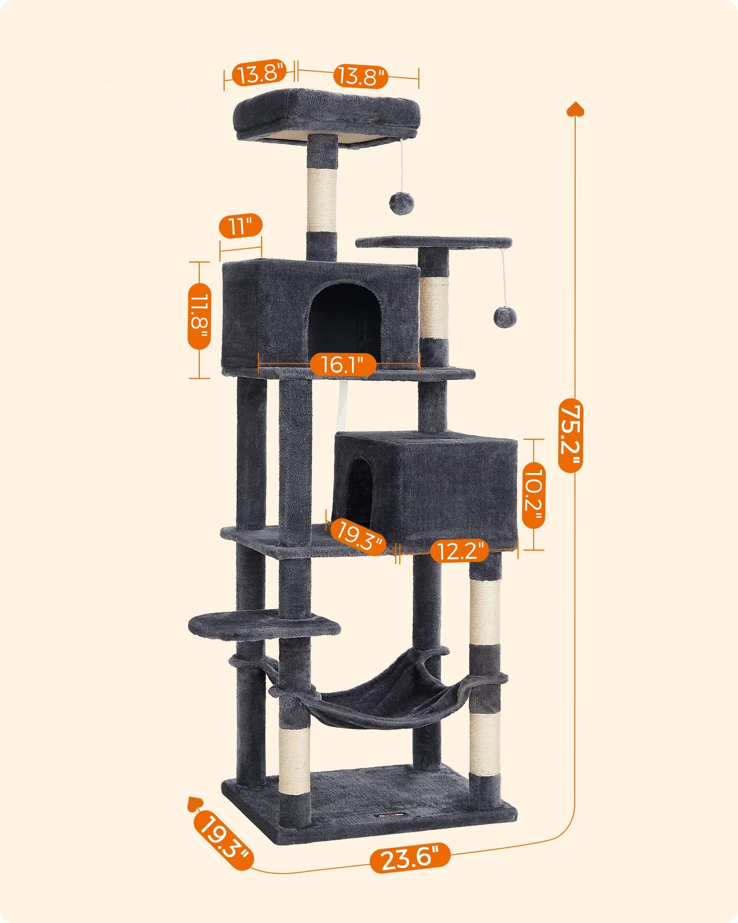 Cat Tree 2 Perches 2 Caves