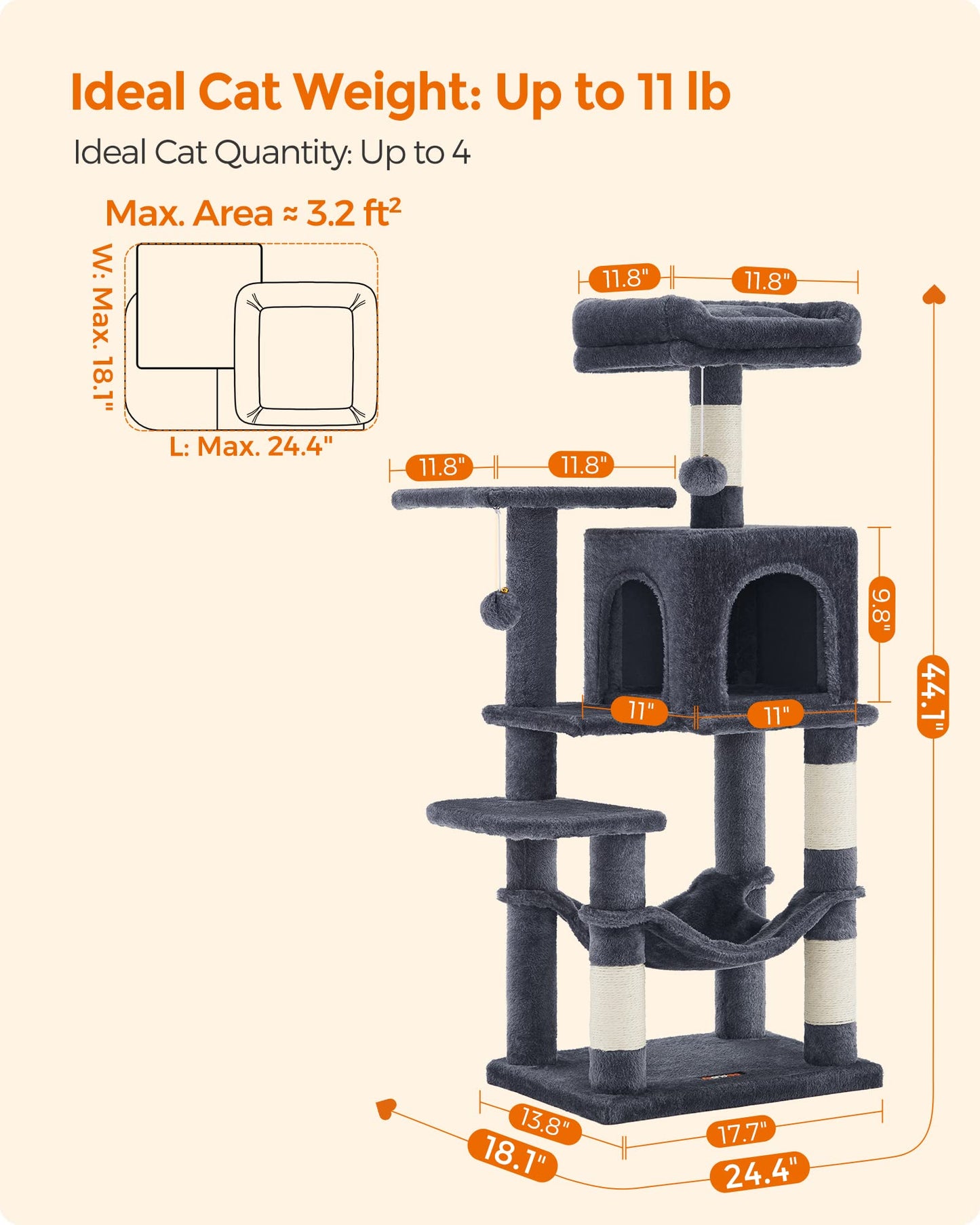 Cat Tree 2 Perches 2 Caves