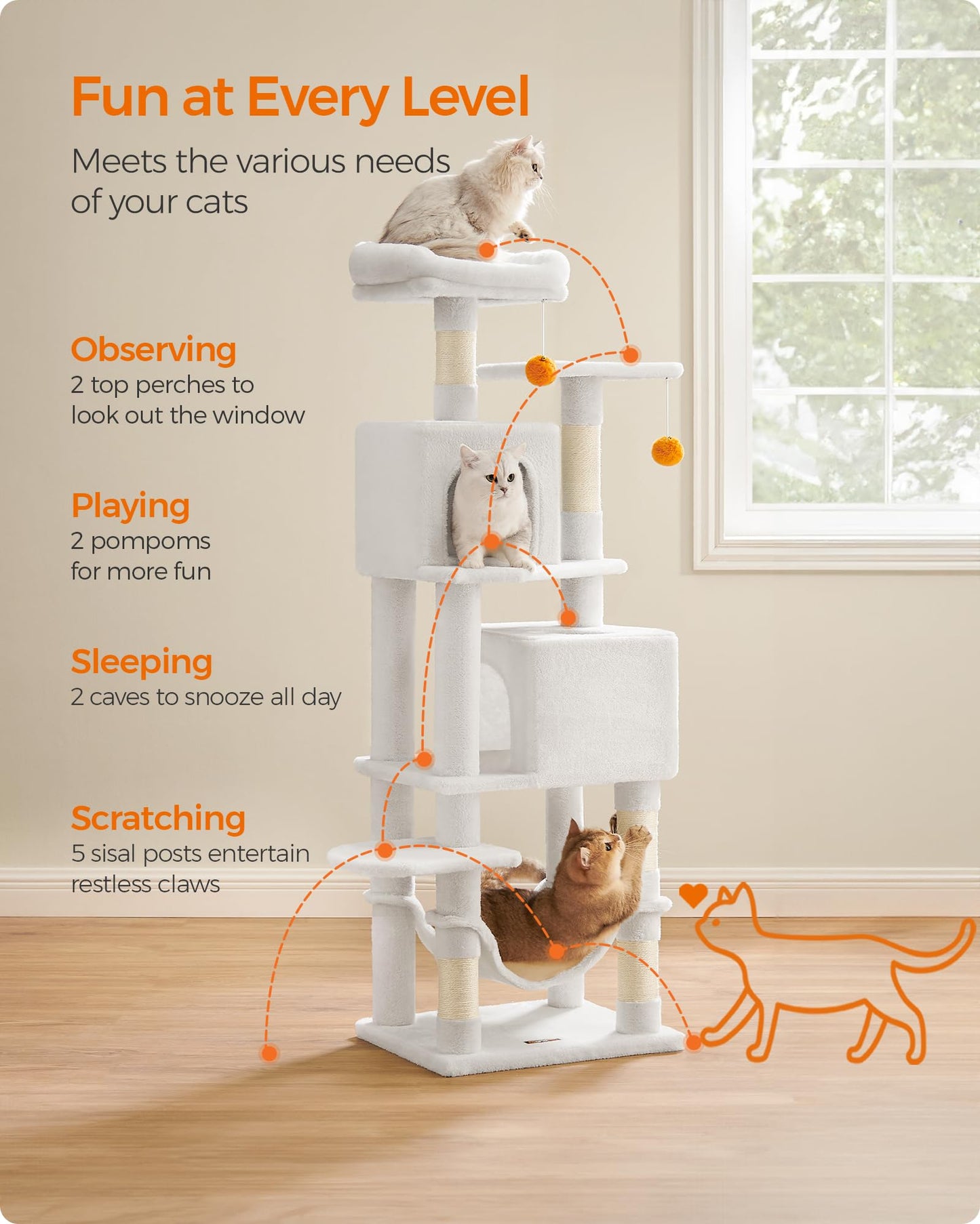 Cat Tree 2 Perches 2 Caves