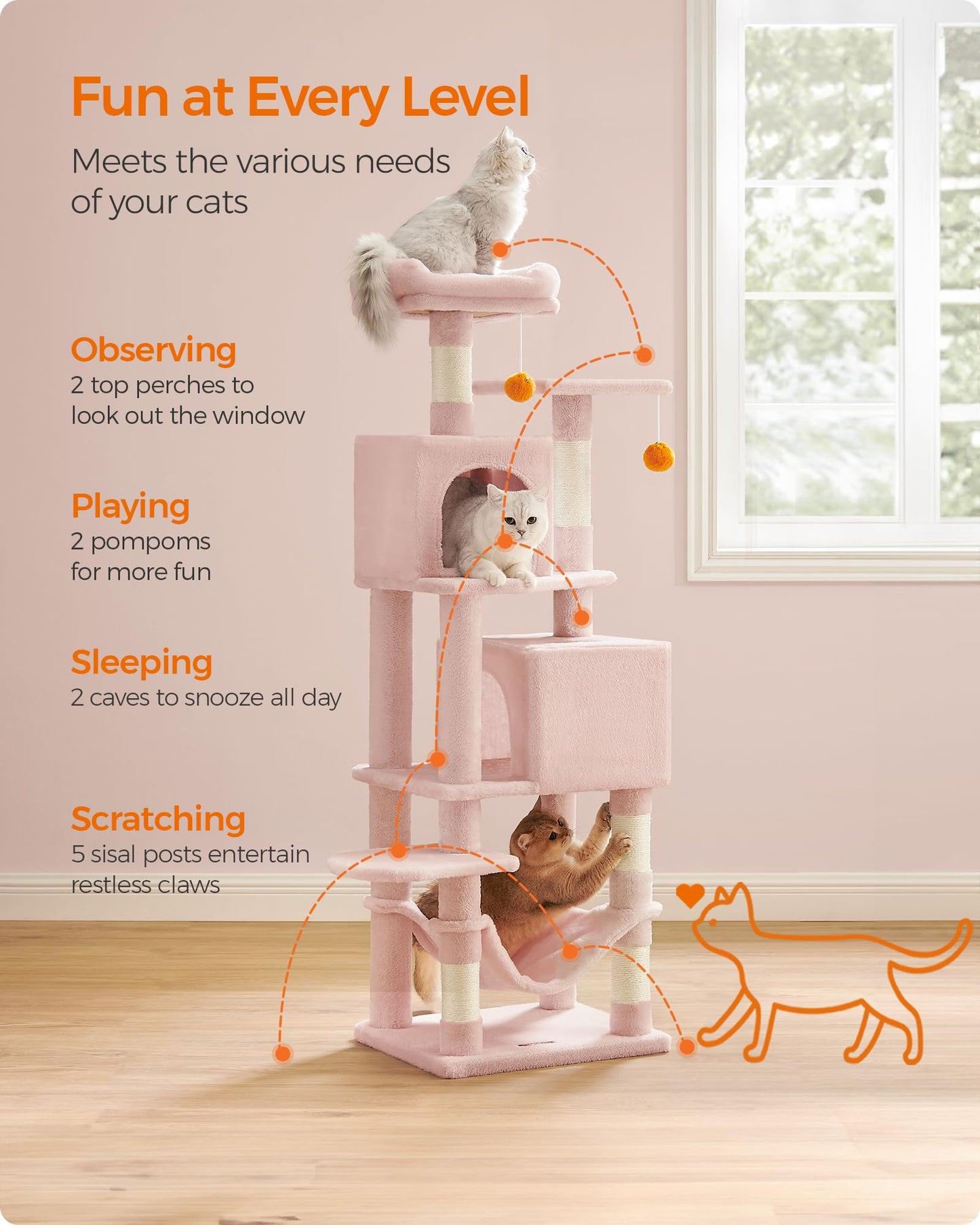 Cat Tree 2 Perches 2 Caves