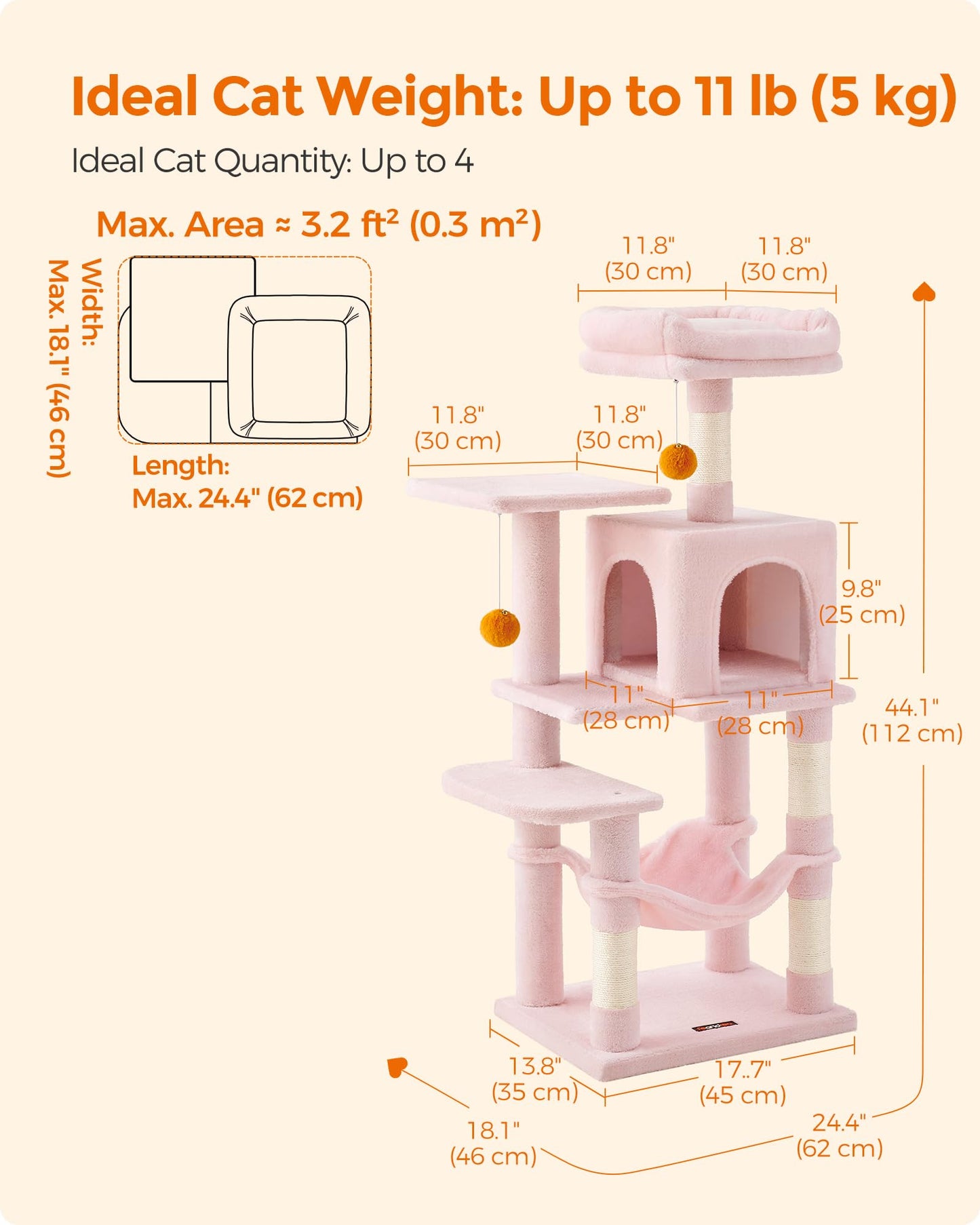 Cat Tree 2 Perches 2 Caves