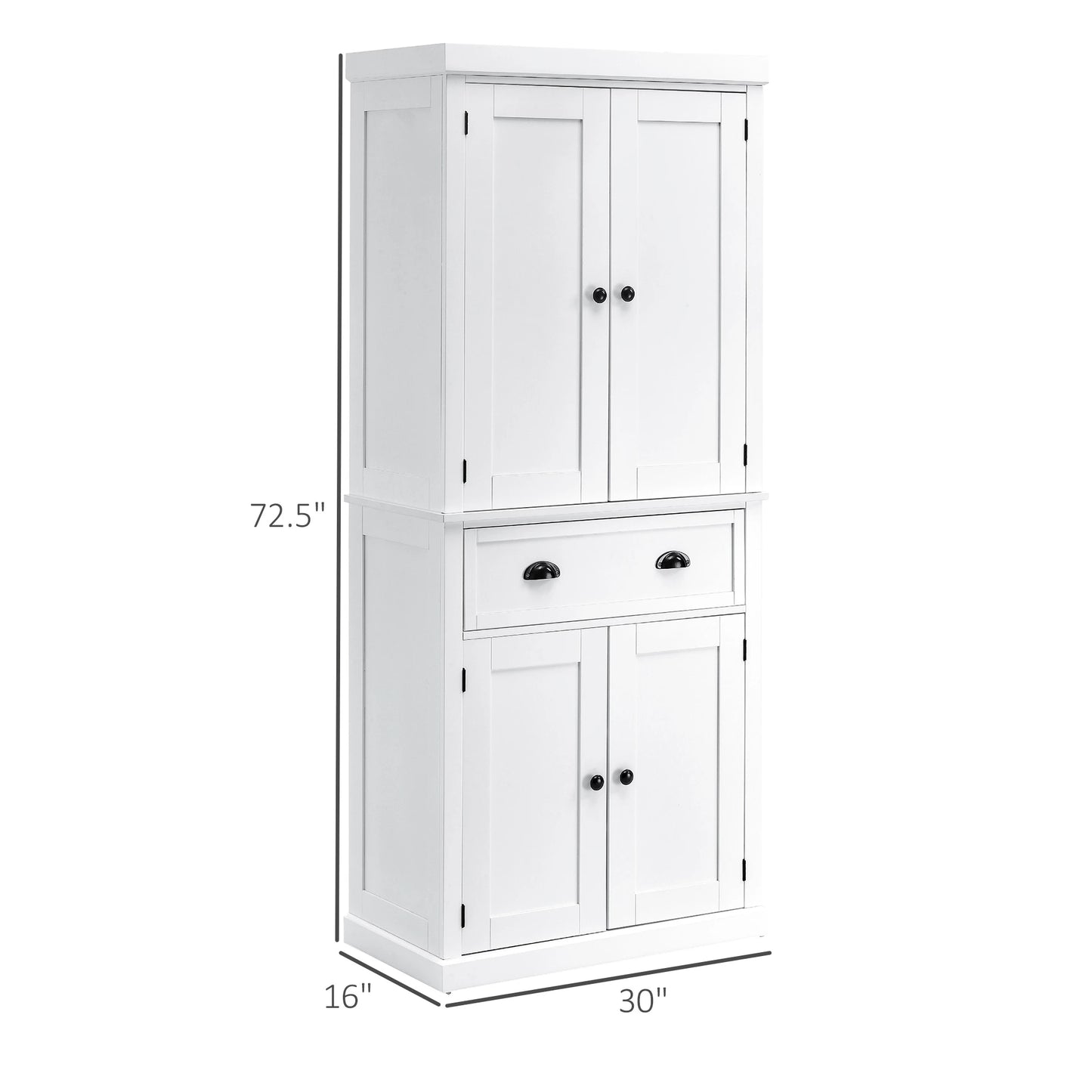 Long Standing Kitchen Cabinet w/ 2 Drawers MDF Board White