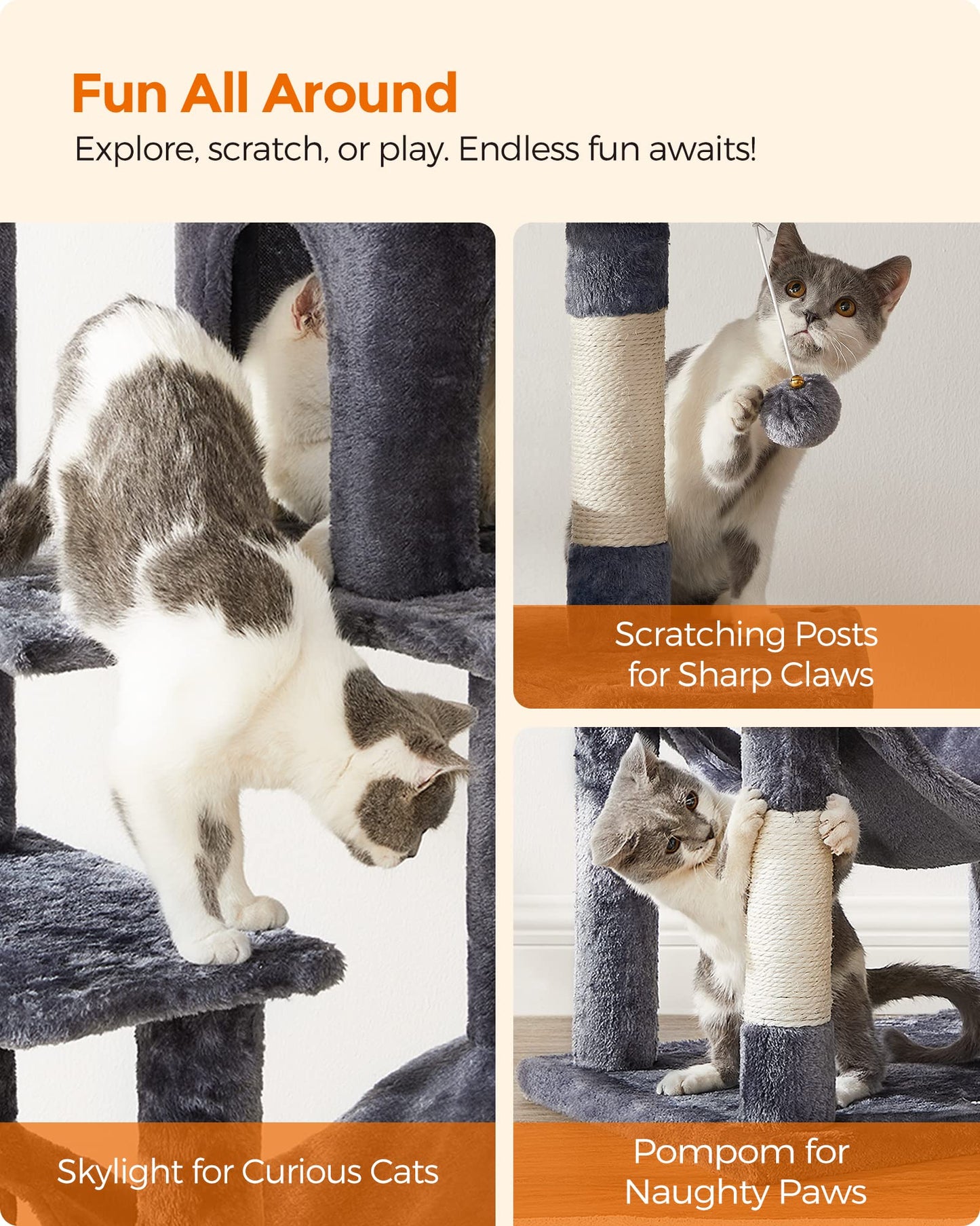 Cat Tree 2 Perches 2 Caves