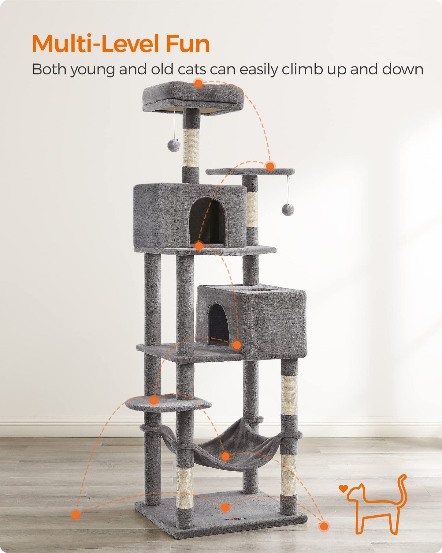 Cat Tree 2 Perches 2 Caves