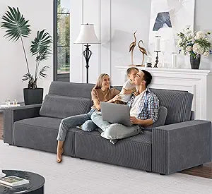 105" Oversized 4-Seater Sofa, Extra Deep Seat 35" Corduroy Couch, Modern Living Room Sleeper, w/ free delivery