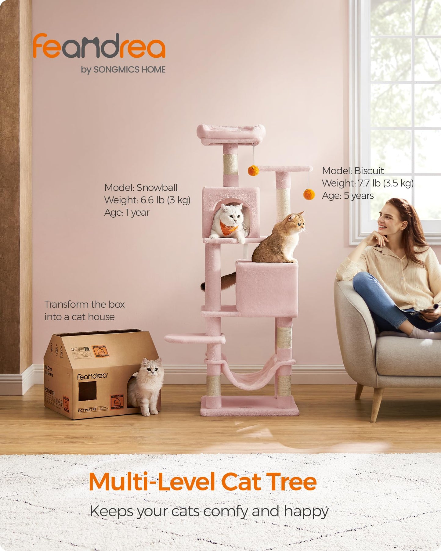 Cat Tree 2 Perches 2 Caves