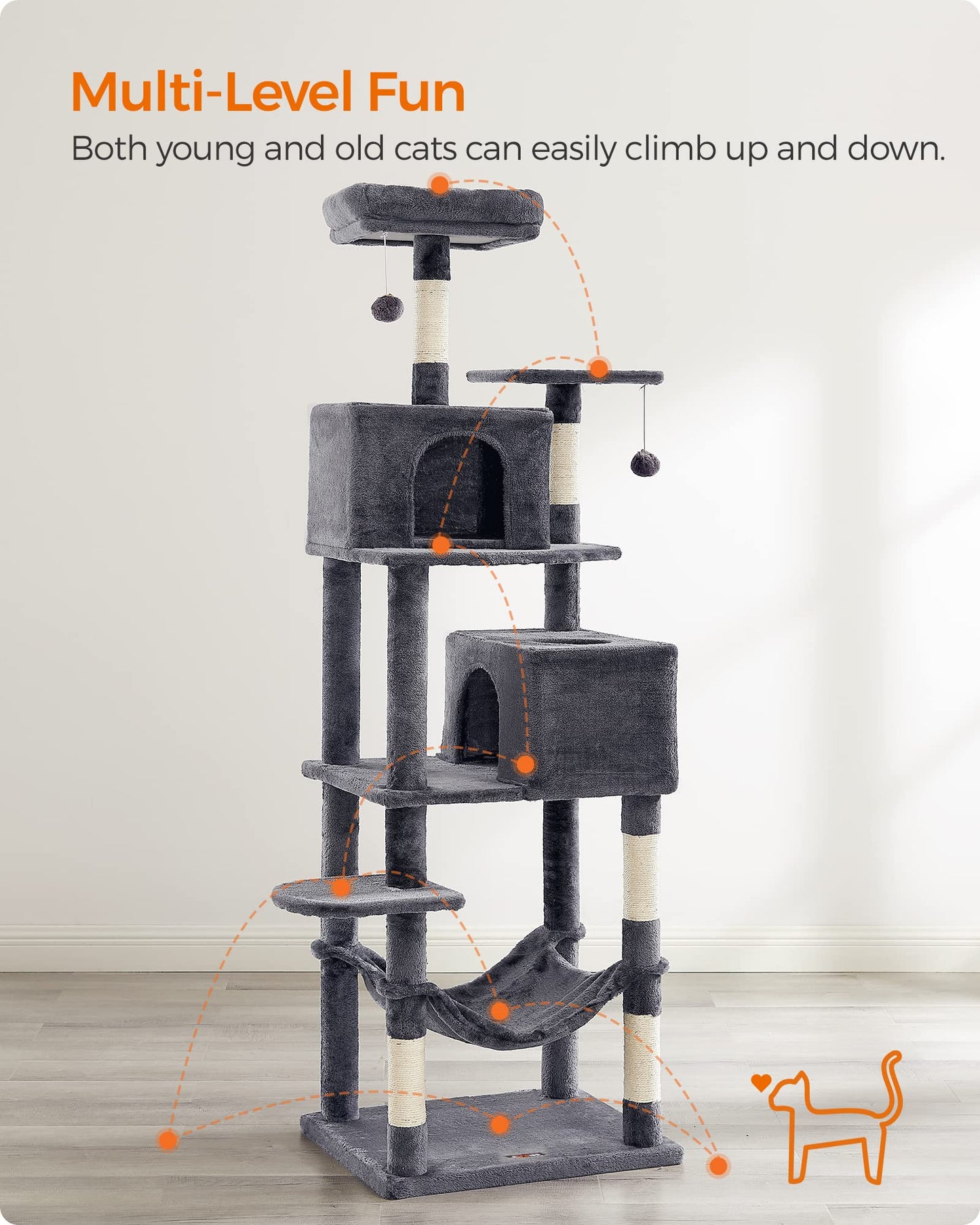 Cat Tree 2 Perches 2 Caves