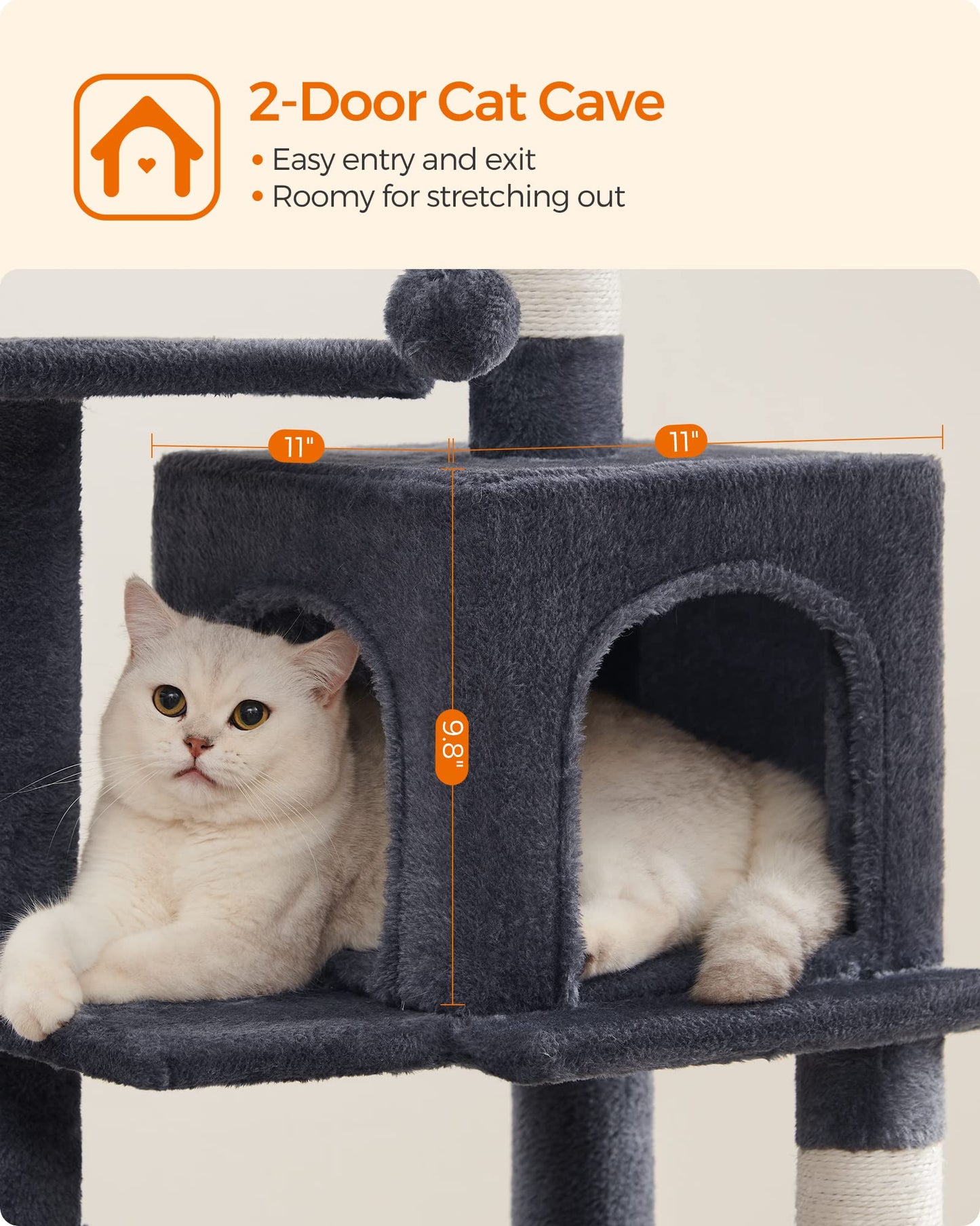 Cat Tree 2 Perches 2 Caves