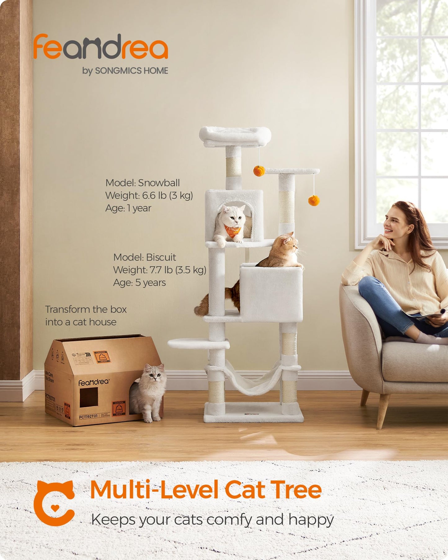 Cat Tree 2 Perches 2 Caves