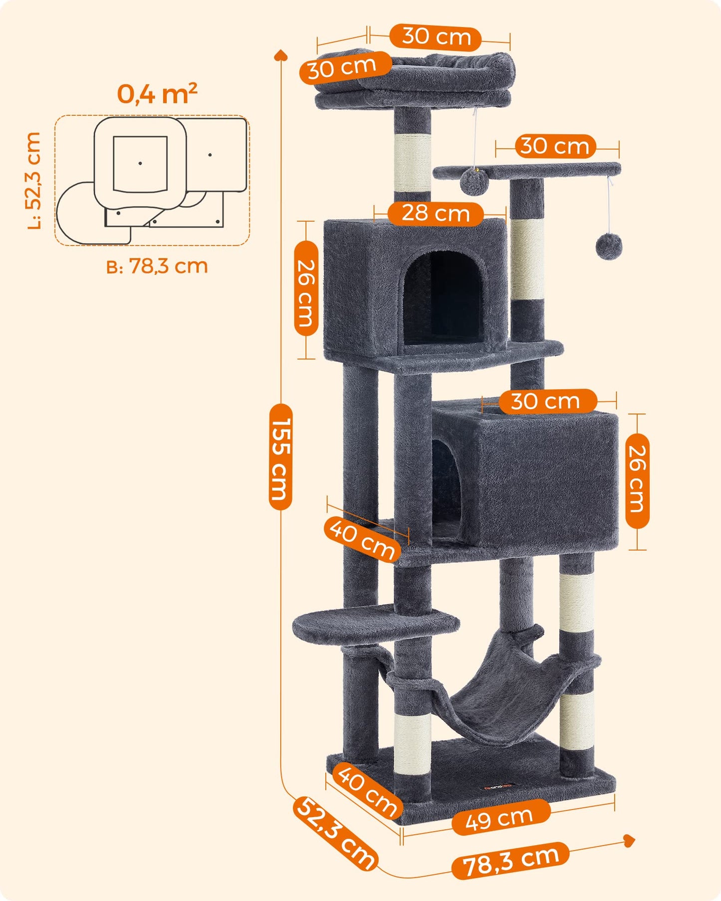 Cat Tree 2 Perches 2 Caves