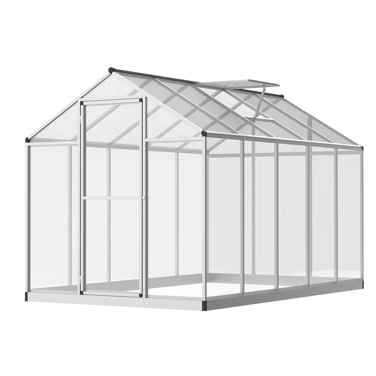 Greenhouse 10' x 6' x 6.4' Walk-in Garden Greenhouse Polycarbonate Panels Plants Flower Growth Shed Cold Frame Outdoor Portable