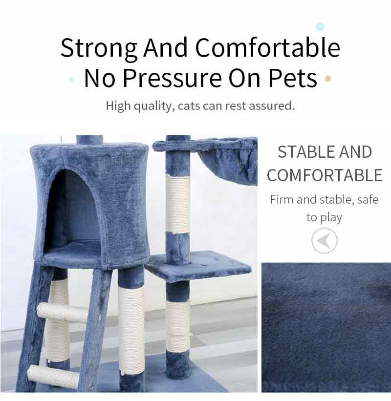 MMW 5 层大型猫树爬架小猫窝剑麻绳床小猫塔猫用塔刮板玩具猫配件,深灰色