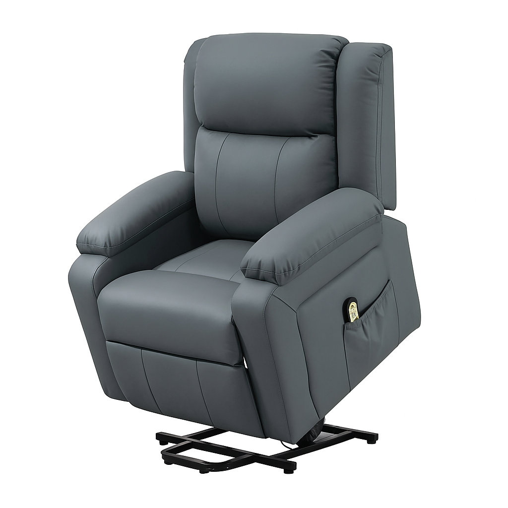 Seniors Electric Power Lift Recliner Chair - Grey Faux Leather