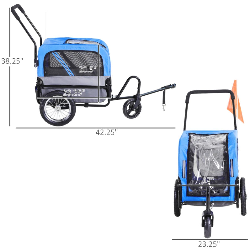 Dog Bike Trailer 2-In-1 Pet Stroller