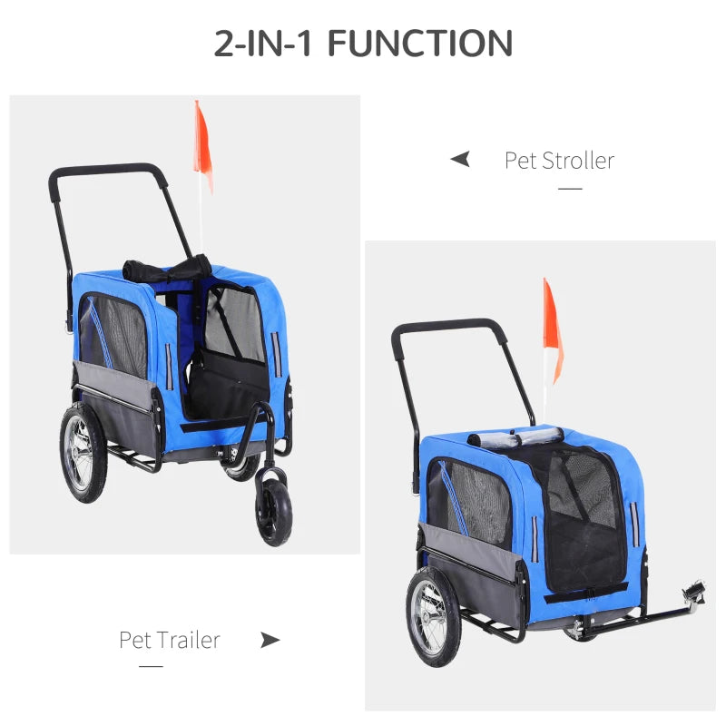 Dog Bike Trailer 2-In-1 Pet Stroller