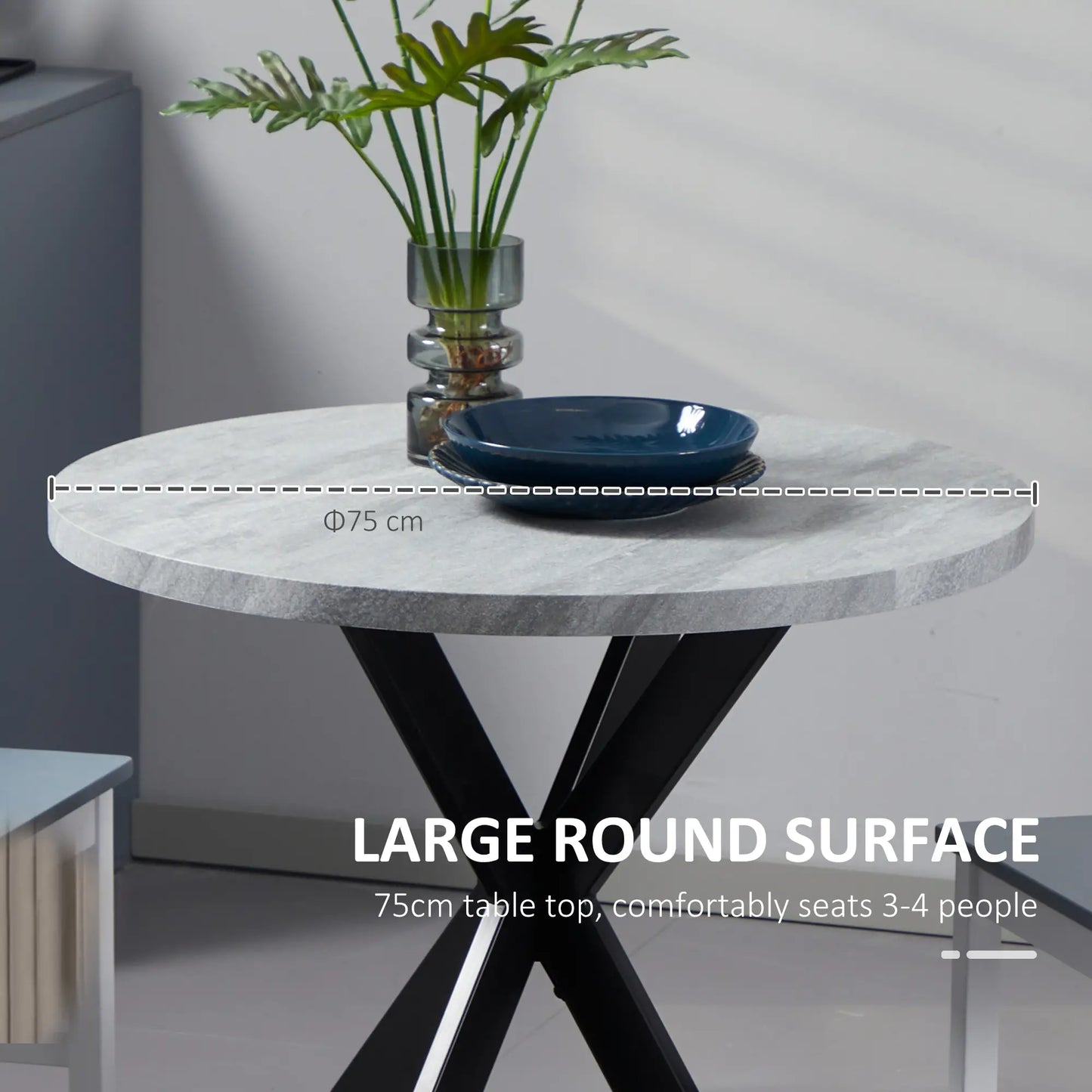 Grey 29" Dining Table, Round Kitchen Table