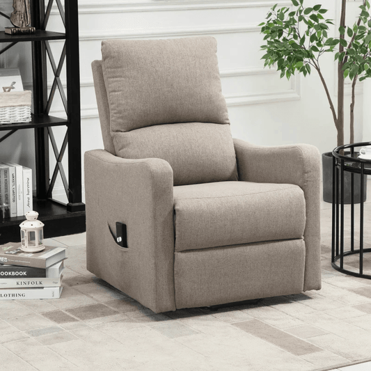 Electric Lift Recliner Chair Rising Power Chaise Lounge Fabric Sofa with Remote Control & Side Pocket for Living Room