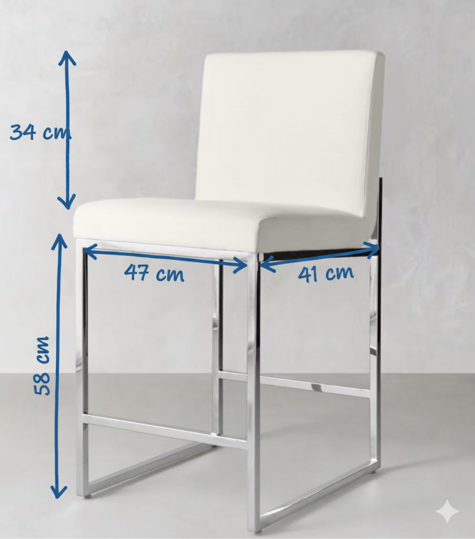 58 cm Seat Height Faux Leather Bar Stool with Backrest – Contemporary Kitchen Island Dining Chair