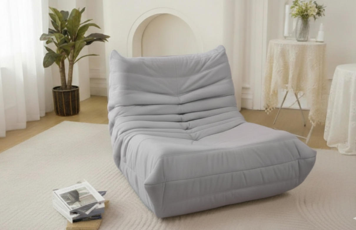 Lazy Sofa, Cloud Lounge Chair - Plush White Tufted Floor Sofa