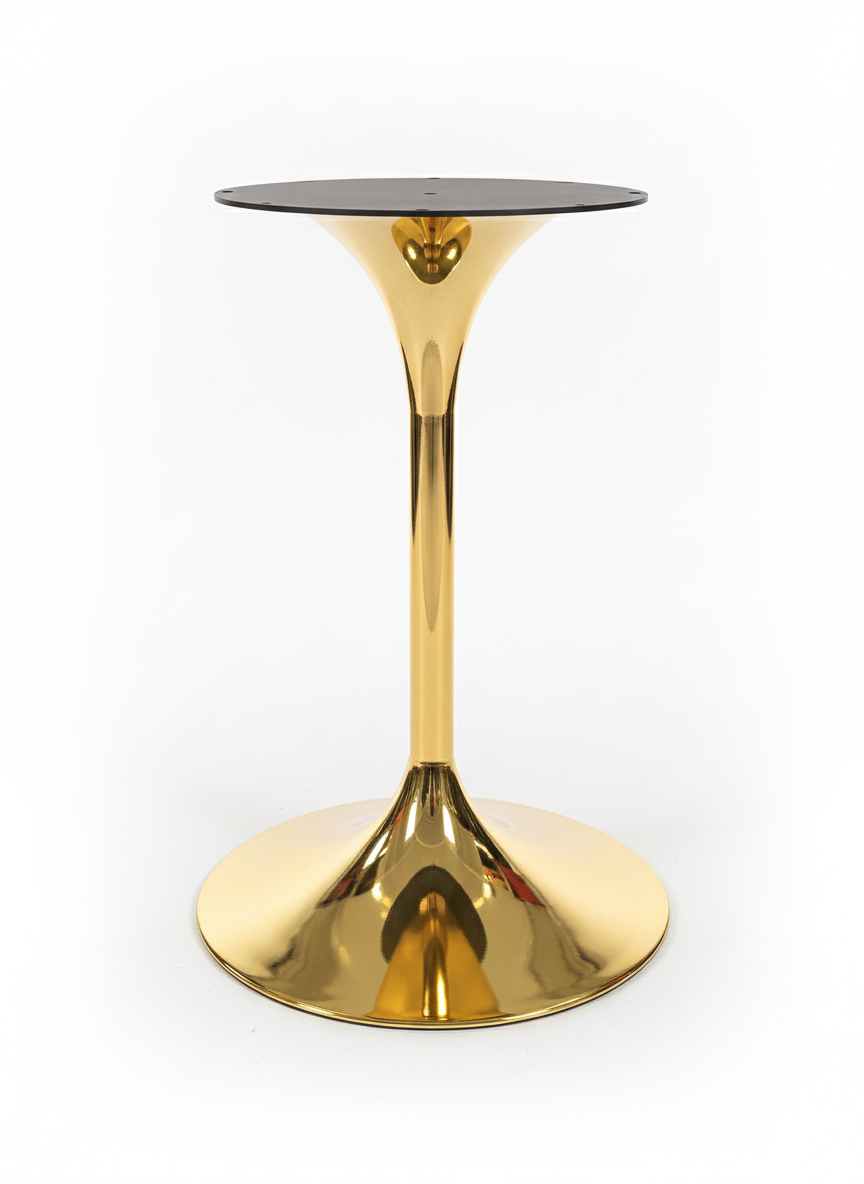 Heavy Duty Commercial Grade Pedestal Table Base - 28" Height Gold Polished Metal Tulip Base for Restaurant, Bistro, and Cafe Dining Tables