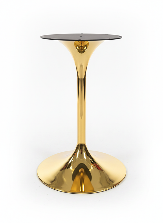Heavy Duty Commercial Grade Pedestal Table Base - 28" Height Gold Polished Metal Tulip Base for Restaurant, Bistro, and Cafe Dining Tables
