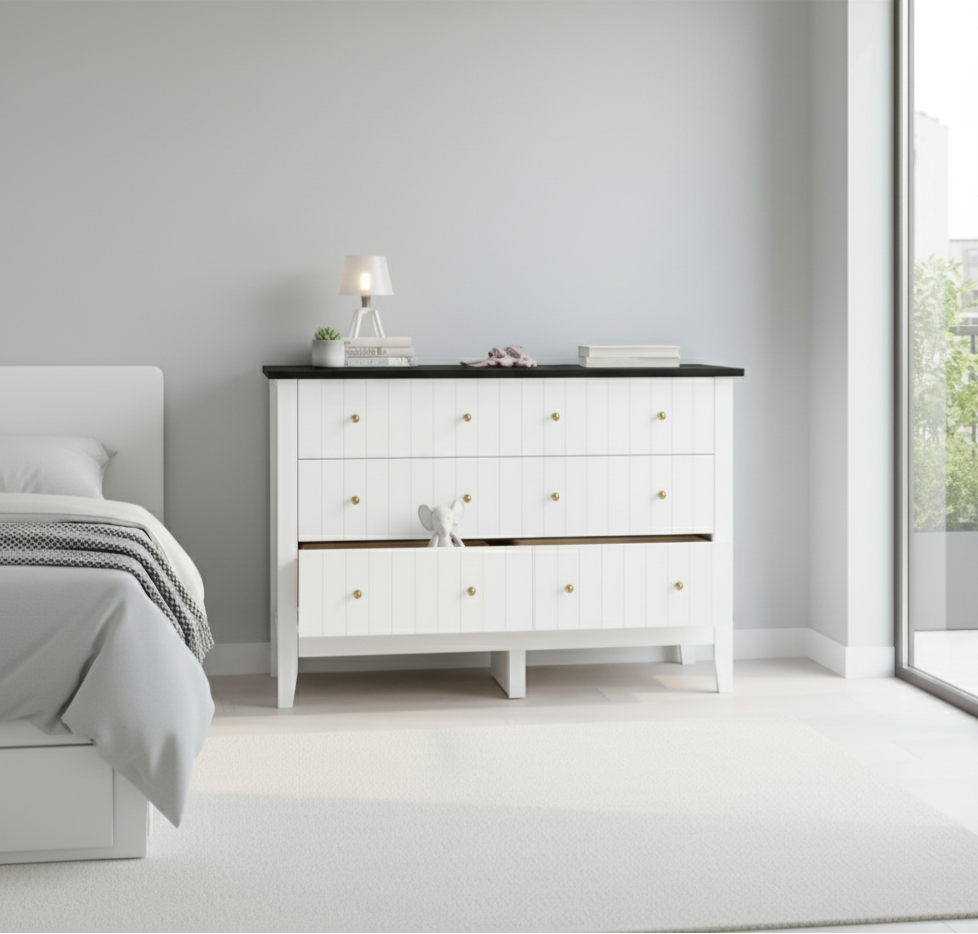 6-Drawer Modern Dresser, Chest of Drawers with Round Handle, Bedroom Storage Cabinet