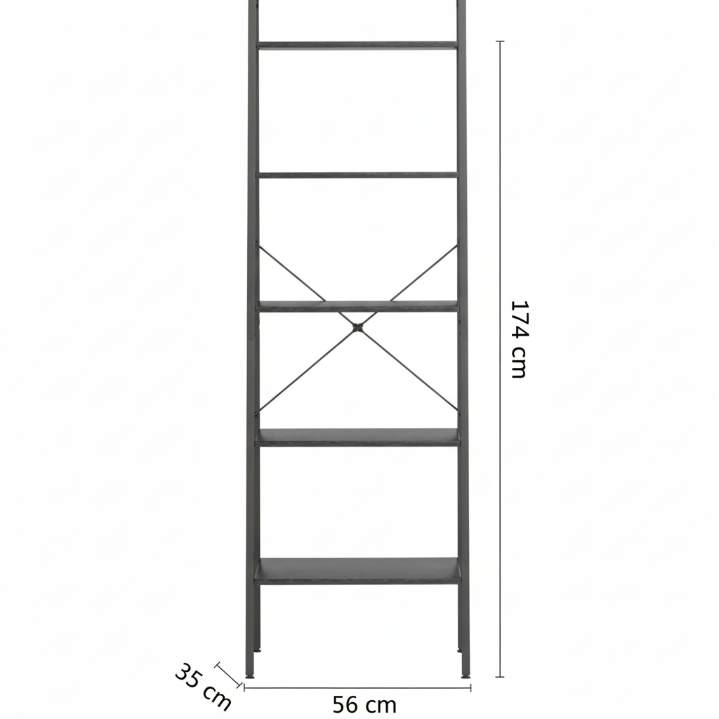 5-tier black shelving unit