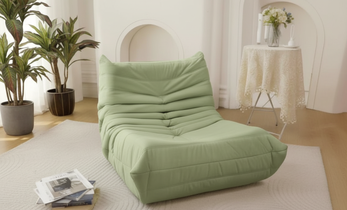 Lazy Sofa, Cloud Lounge Chair - Plush White Tufted Floor Sofa