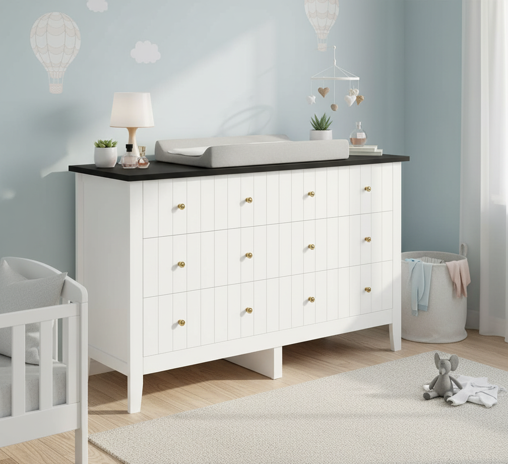 6-Drawer Modern Dresser, Chest of Drawers with Round Handle, Bedroom Storage Cabinet
