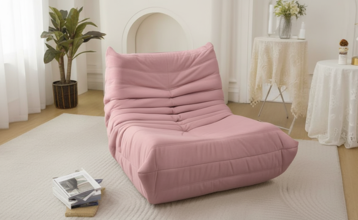 Lazy Sofa, Cloud Lounge Chair - Plush White Tufted Floor Sofa
