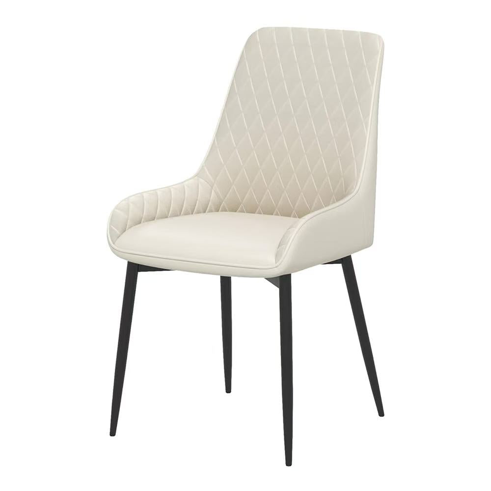 Modern PU Leather Dining Chairs with Steel Legs – Tufted High Back Design (Single)
