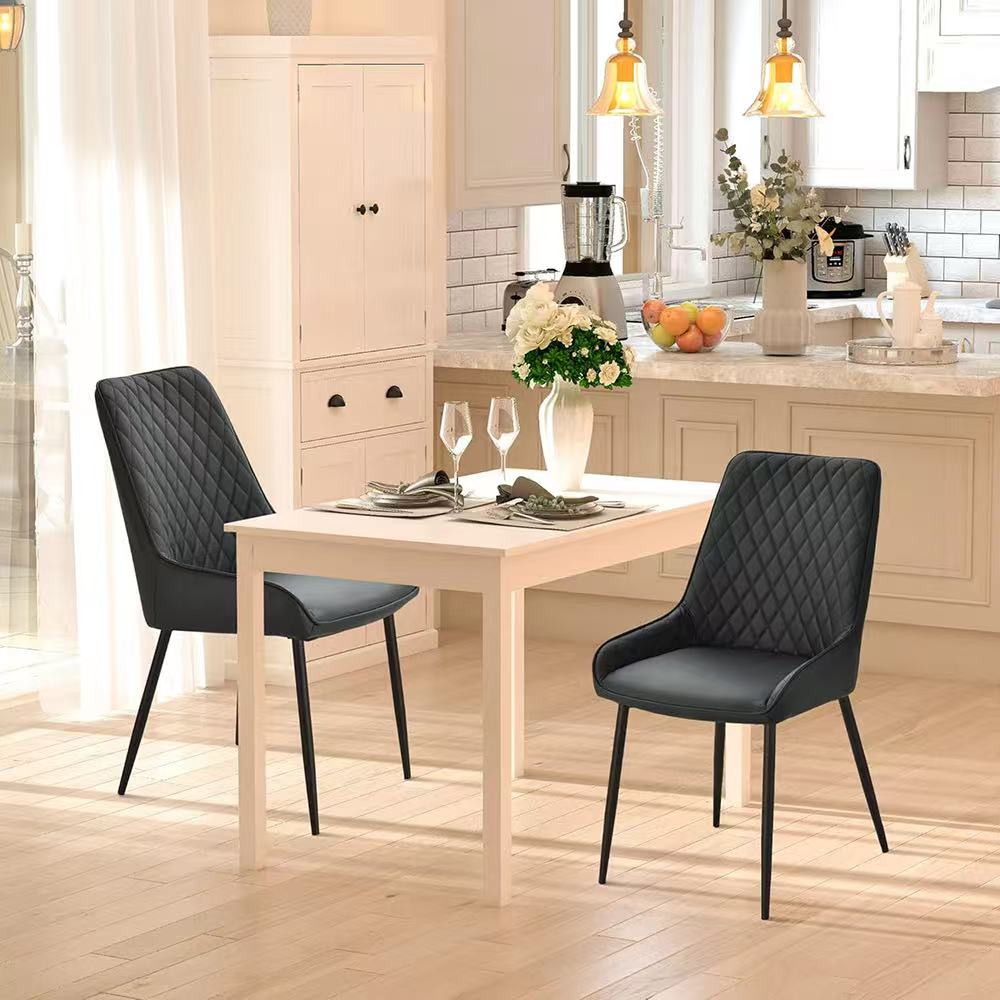 Modern PU Leather Dining Chairs with Steel Legs – Tufted High Back Design (Single)