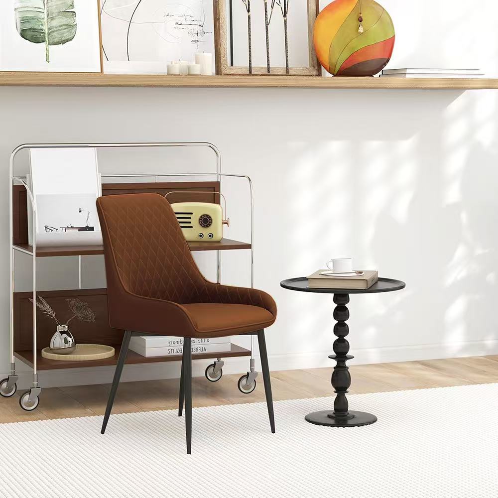 Modern PU Leather Dining Chairs with Steel Legs – Tufted High Back Design (Single)